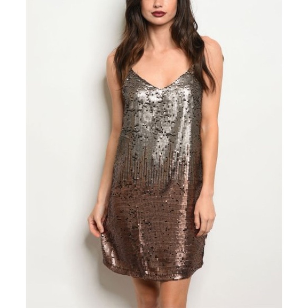 NWT Freeway Mauve Ombré Sequin Cocktail Dress, Sz. M